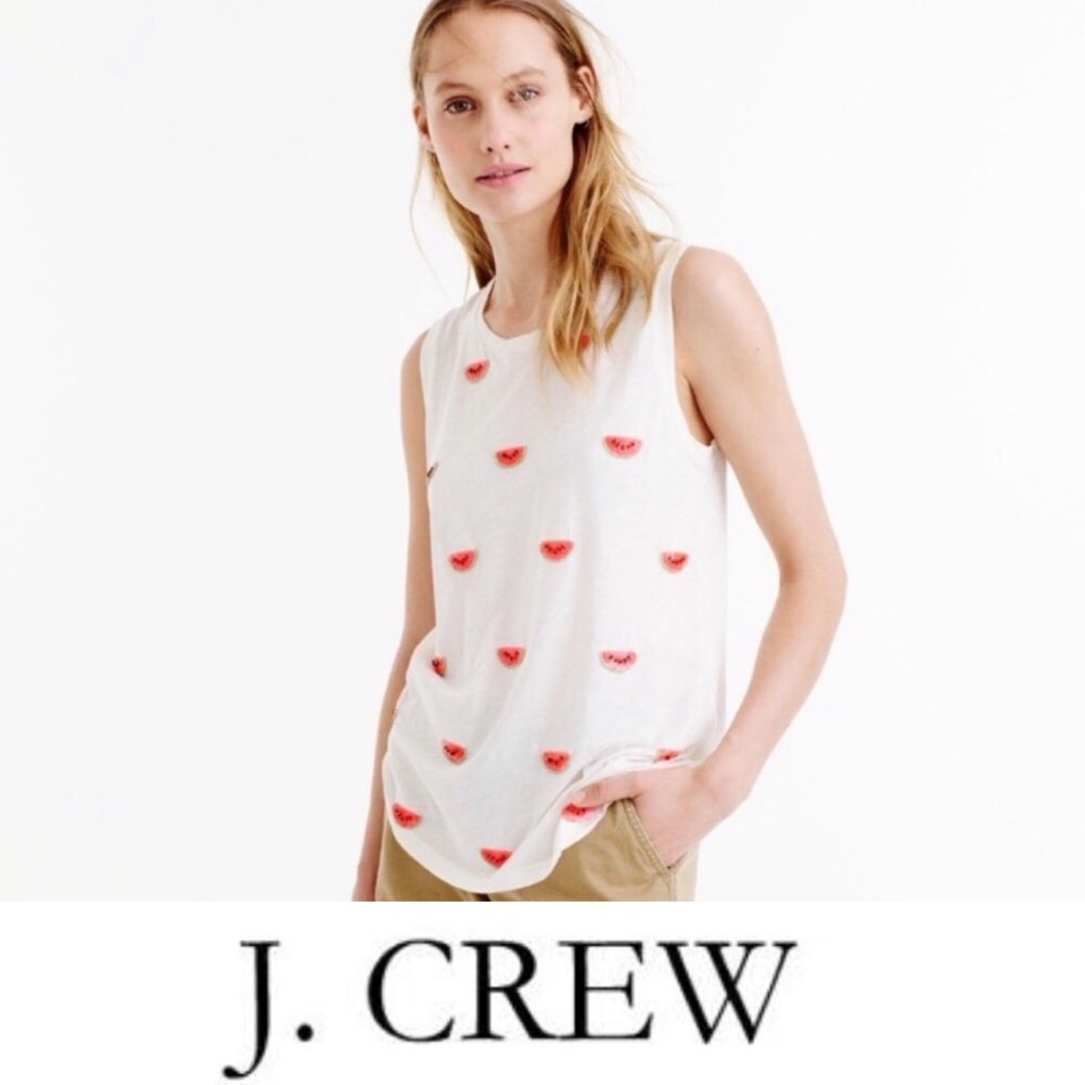 J Crew Beaded Watermelon Tank Small